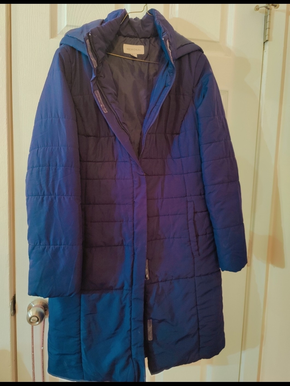 Merona Women's Quilted Hooded Puffer Coat - Purple
